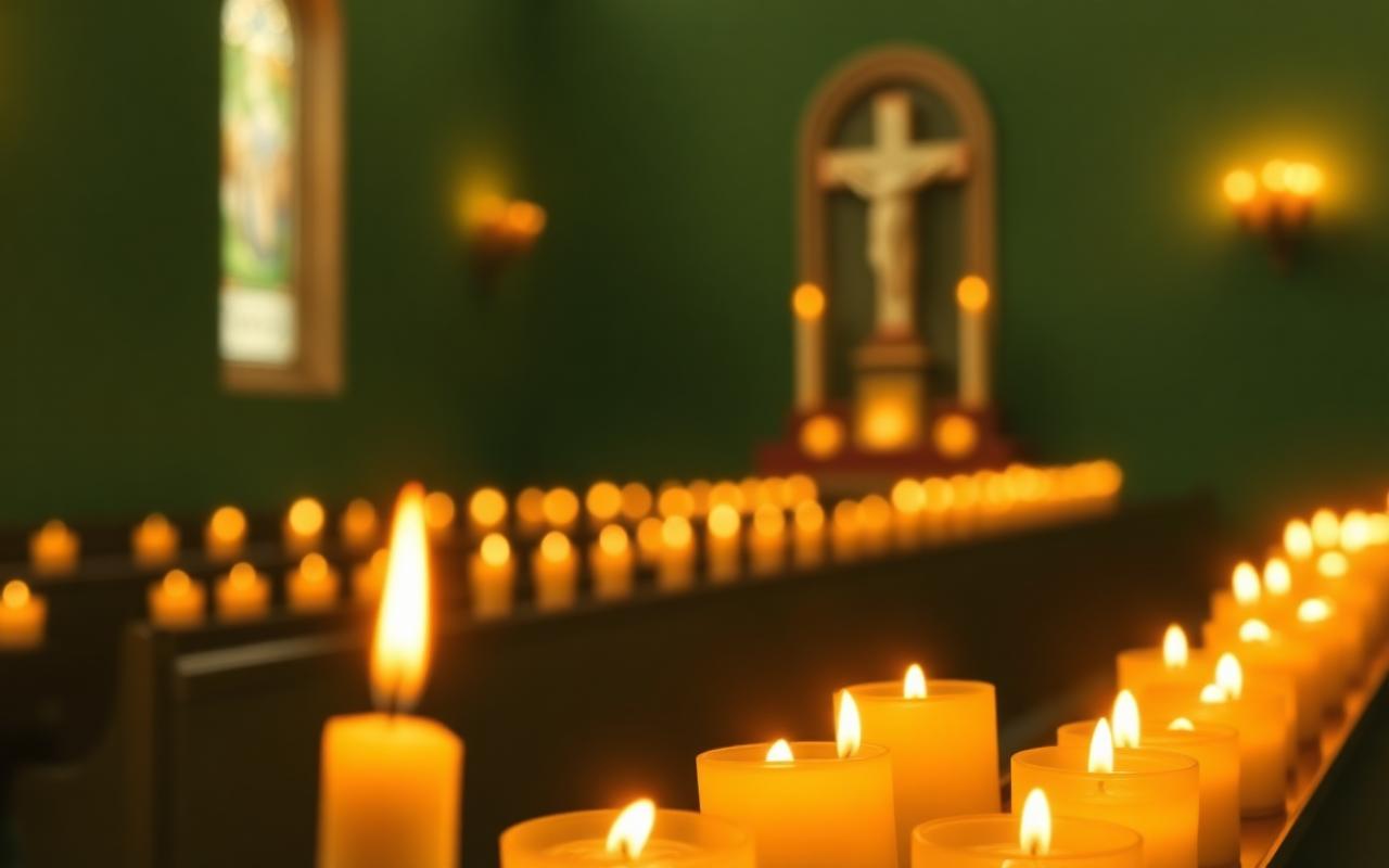 Bougies allumées dans une chapelle catholique